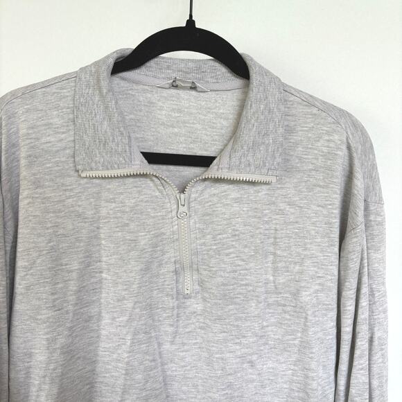 Three Dots Gray Tennis Sweatshirt Lightweight Golf Pullover Quarter Zip Small - Picture 4 of 9